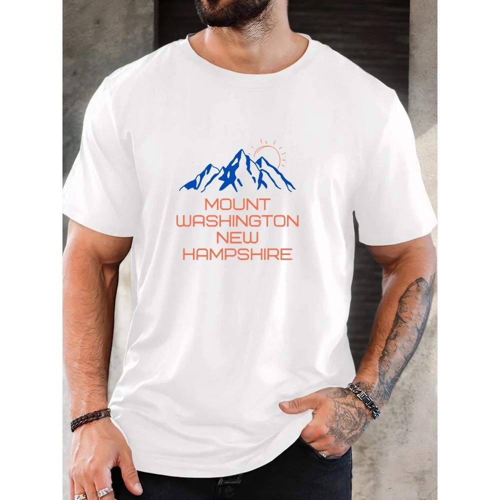 

Men s Mount Washington Pattern Summer Casual Crew Neck Short T-Shirt XXXL белый