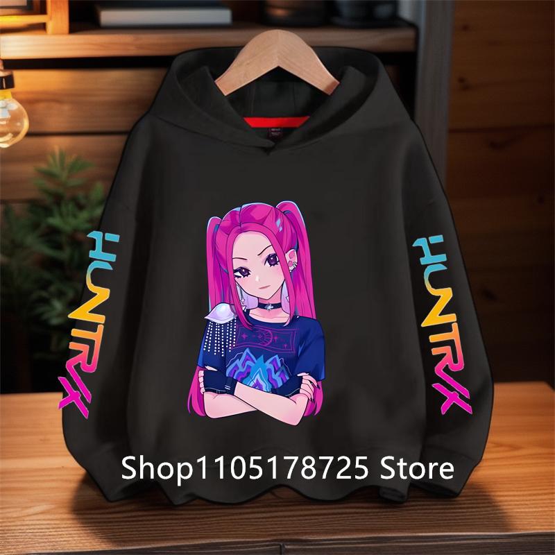 New KPop Demon Hunter Cartoon Girls Boys Hoodies Children's Korean Wave Print Fashion Casual Tops Casual Girls Clothing Warm