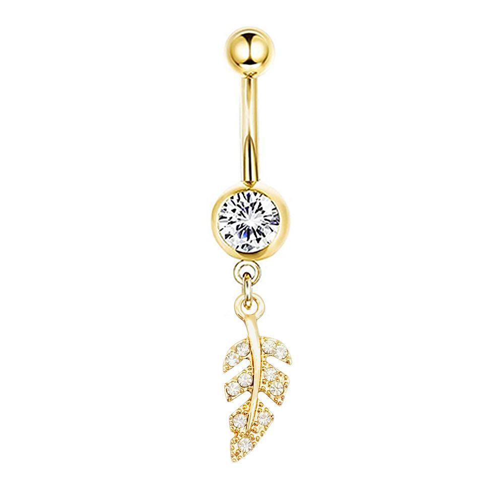 1Pcs Stainless Steel Long Navel Nail Butterfly Heart Five-pointed Star Pendant Navel Ring Piercing Jewelry