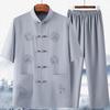 Men's Summer Ice Silk Tang Suit Short-Sleeve Chinese Shirt for Dad and Grandpa