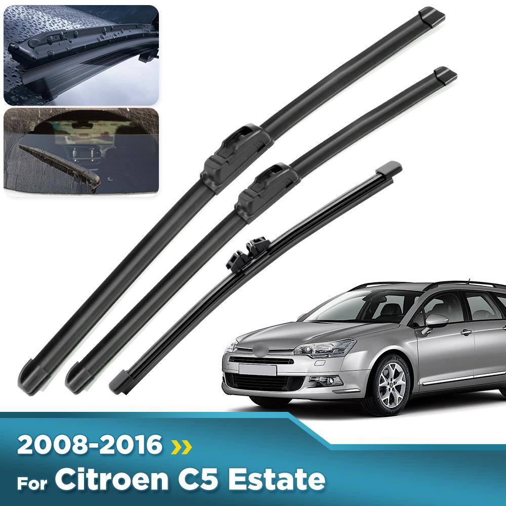 For Citroen C5 Estate 2008-2016 2009 2010 2011 Wiper Front & Rear Wiper Blades Windshield Windscreen Window Brushes 28"+22"+10