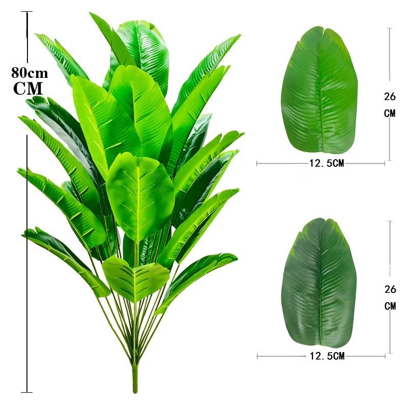 1 Pcs Artificial Banana Tree Fake Palm Leaf Monstera Leaf Large Tropical Palm Tree Realistic Green Plant for Home Decoration