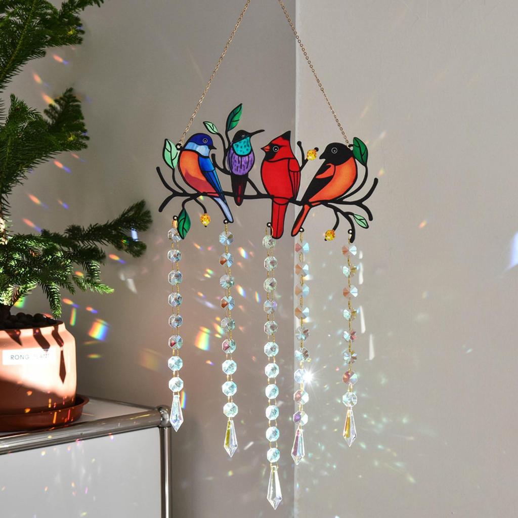 Bird Light Catcher Outdoor Stained Crystal Bird Light Catcher Rainbow Ornament For Bedroom Housewarming Party Patio Tree
