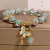 Chinese Rose Garden Blue Glaze Bracelet Women's Butterfly Pendant Beads Jewelry Accessory