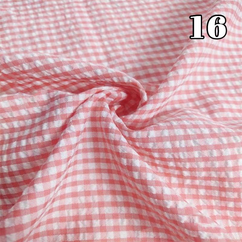 Tenká seersucker kostkovaná látka Ruční práce Měkká látka na šaty Koš Kalhoty Ubrus Šití DIY Bavlněný polyesterový materiál