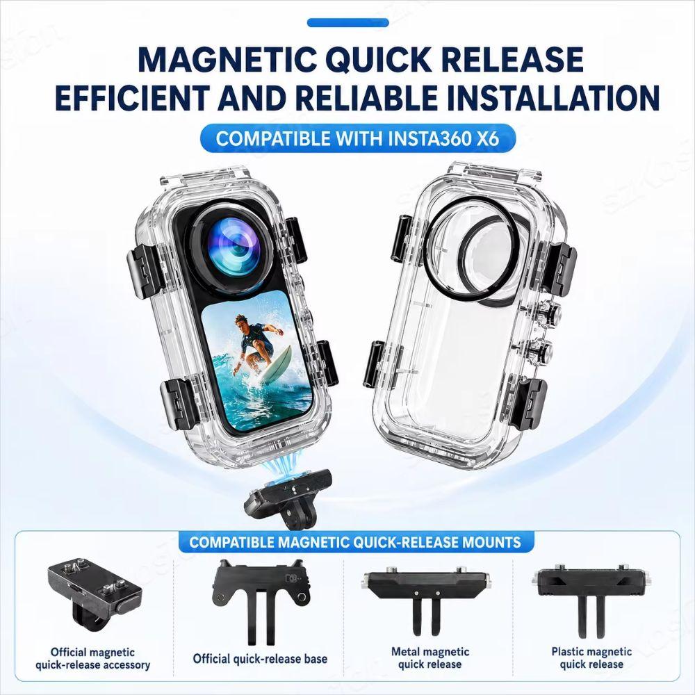 Quick Release Invisible Dive Case Underwater Diving Shell for Insta360 X6 Action Camera Accessories