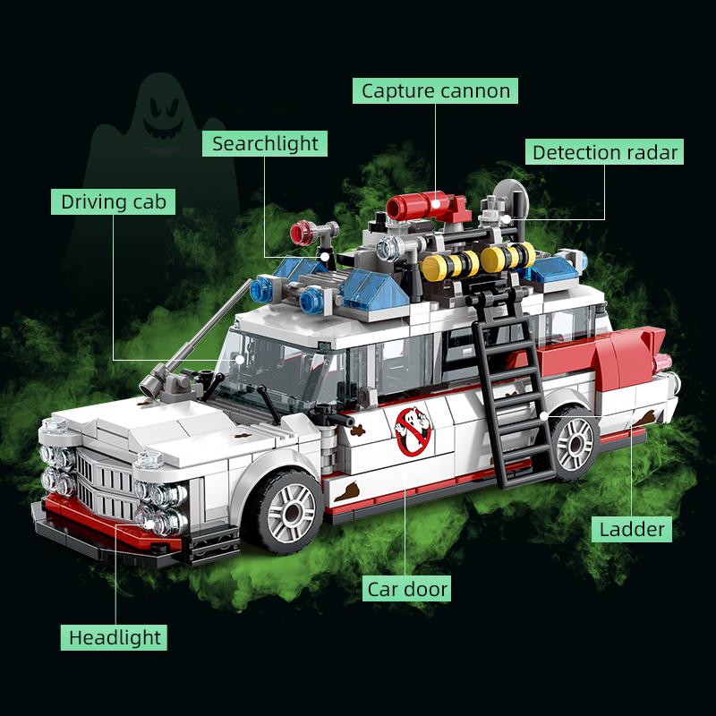 Blocuri de construcție tehnice creative Vehicul Ghostbusters ECTO-1 Model Mașină de curse Asamblare Cărămizi Jucării pentru copii Cadouri pentru adulți