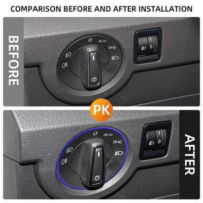 For Volkswagen VW Golf MK5 MK6 Jetta MK5 MK6 Passat B6 B7 Tiguan Caddy Touran Rabbit Headlight Switch Button Trim Sticker Ring
