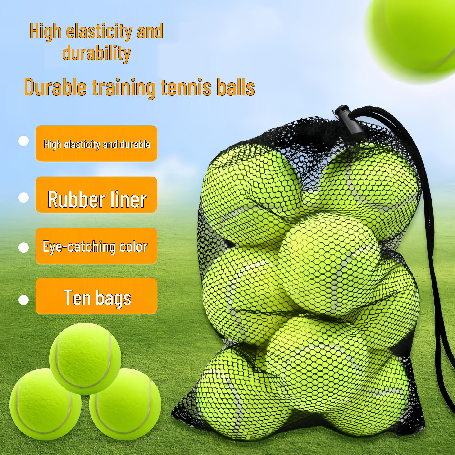 Weinisun 10pcs High-Elasticity Durable Tennis Balls for Training & Fitness