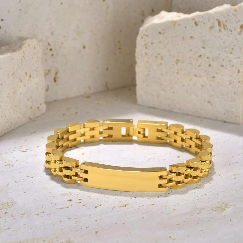 Stainless Steel Engravable Bracelet Men Women Geometric Bangle Adjustable Size Fashion Jewelry