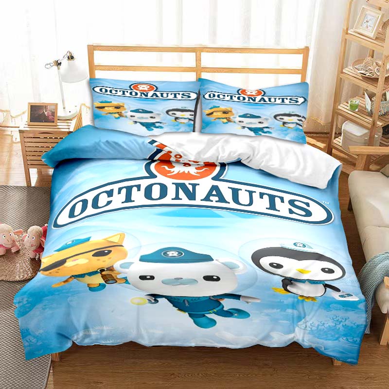 The Octonauts Cartoon Printed Bedding Set Children's Soft Duvet Cover Pillowcase Single Double Bed Queen Size Bedspread Kid Gift