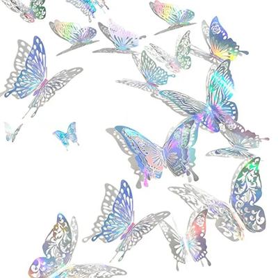 12 Pezzi Moda 3D Colore Abbagliante Adesivi da Parete Vuoti Farfalle Festa Decorazione Matrimonio Fai da Te Adesivi Decorazioni Casa Decalcomania Frigo