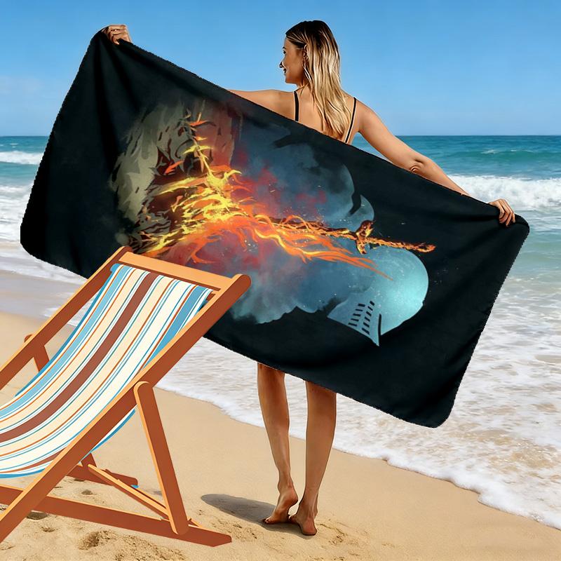 Dark Soul Print Beach Towel, Large Soft Quick Dry Towel for Beach Camping Swimming
