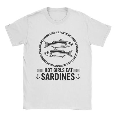 Fischkonserve Sardine 100 Baumwolle T-Shirt Für Männer Sommer Y2K Lustige T-Shirts Rundhals Trendiges Cooles T-Shirt Übergroße Muster Oberteile