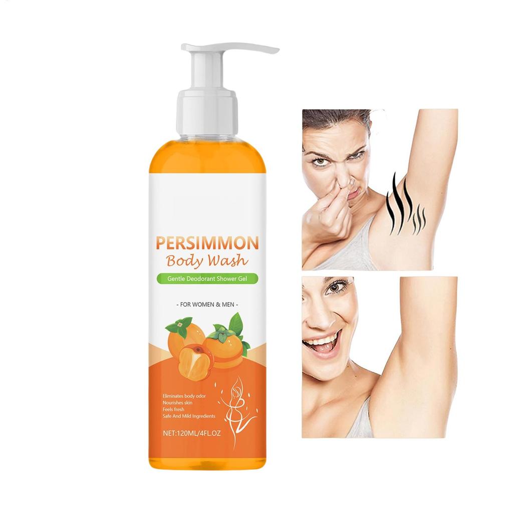 Natural Persimmon Body Wash Remove Dirt Sweat Eliminating Odor Oil Control Exfoliating Smoothing Softening Lasting Aroma