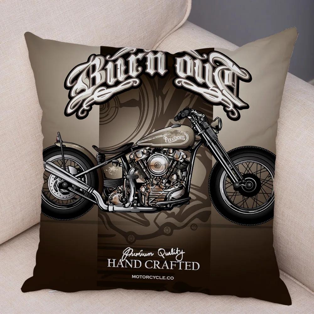 Super Soft Plush Cushion Cover 45x45cm Cartoon Motorcycle Pillowcase Decor Car Printed Pillow Case for Home Sofa Children Room