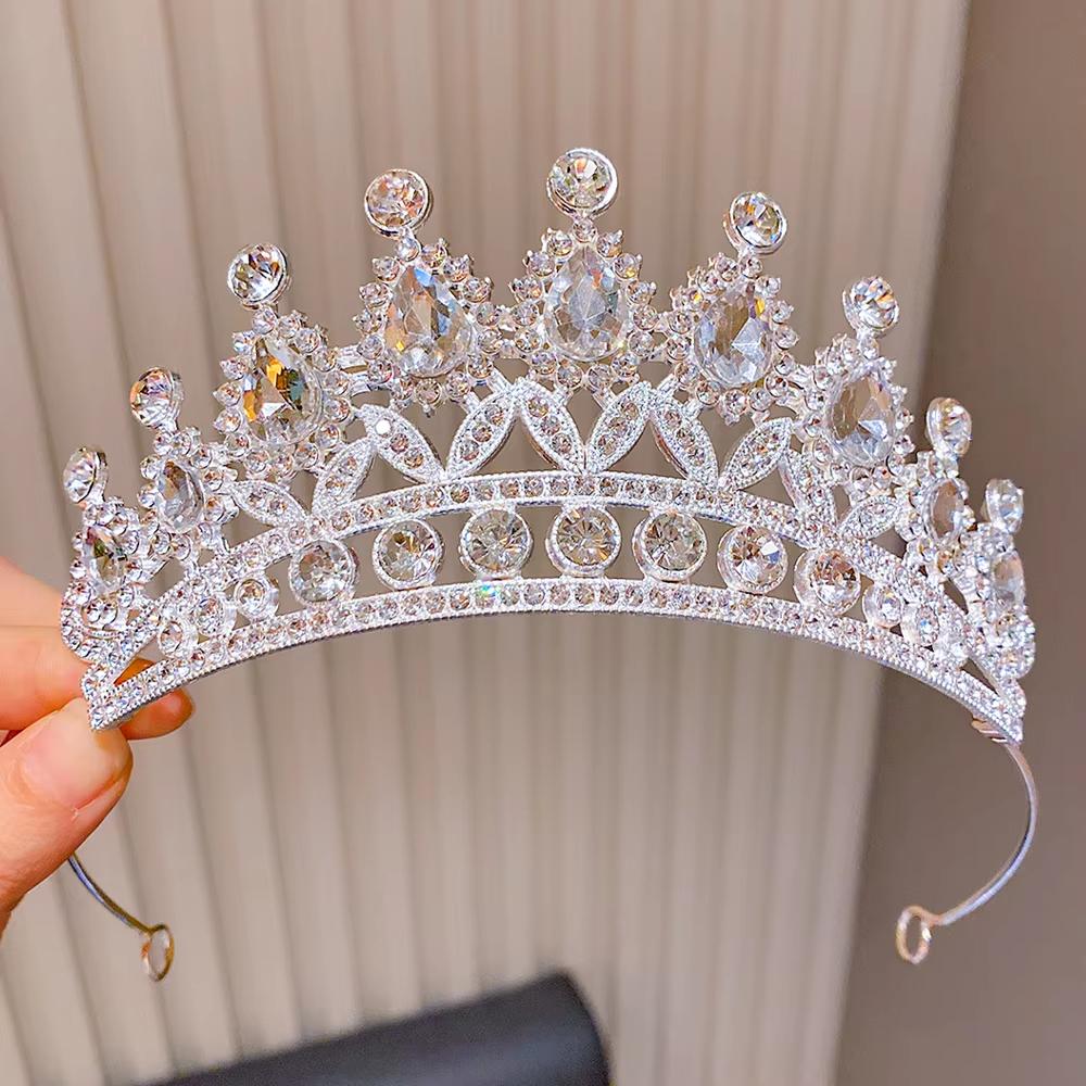 Fashionable Multi-Color Crown Princess Crystal Tiara Hair Accessories Birthday Gift for Girls Photography Party Stage Crown