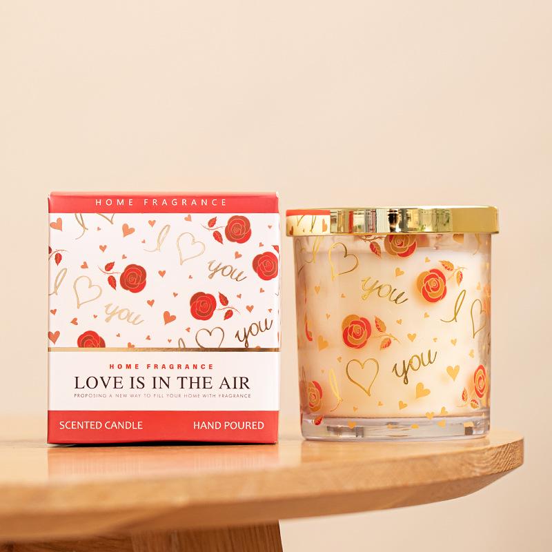 Rose Fragrance Soy Wax Scented Candle in Glass Cup - Perfect for Bedroom or Home, Gift Box Included Rose