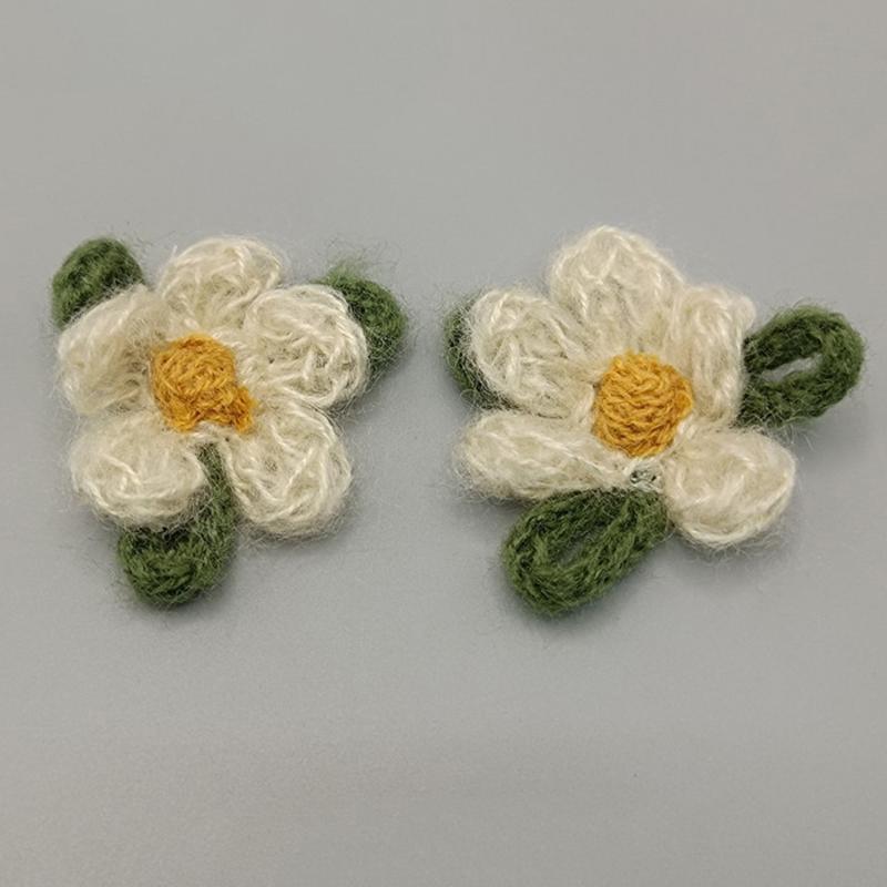 2/5/10Pcs Handmade Colorful Crocheted 6-Petals 3D Flower Knitted Quilt Applique Patch Craft Ornament Diy Hairpins Hat Decor