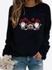 Autumn and Winter Women's Christmas Theme Printing Sweater Round Neck Long Sleeve Casual Sweatshirt Plus Size Top