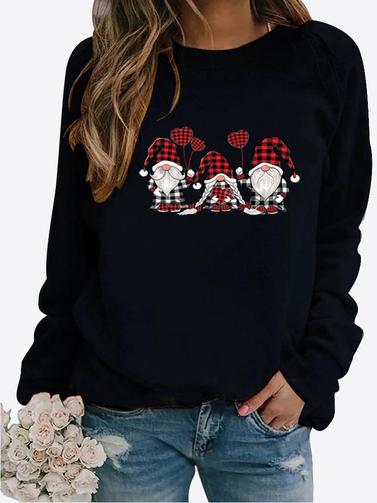 Autumn and Winter Women's Christmas Theme Printing Sweater Round Neck Long Sleeve Casual Sweatshirt Plus Size Top