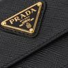 Prada Enamel Metal Triangle Logo Snap Closure Saffiano Leather Card Holder Women Card Holder Black 1MF028_QHH_F0002