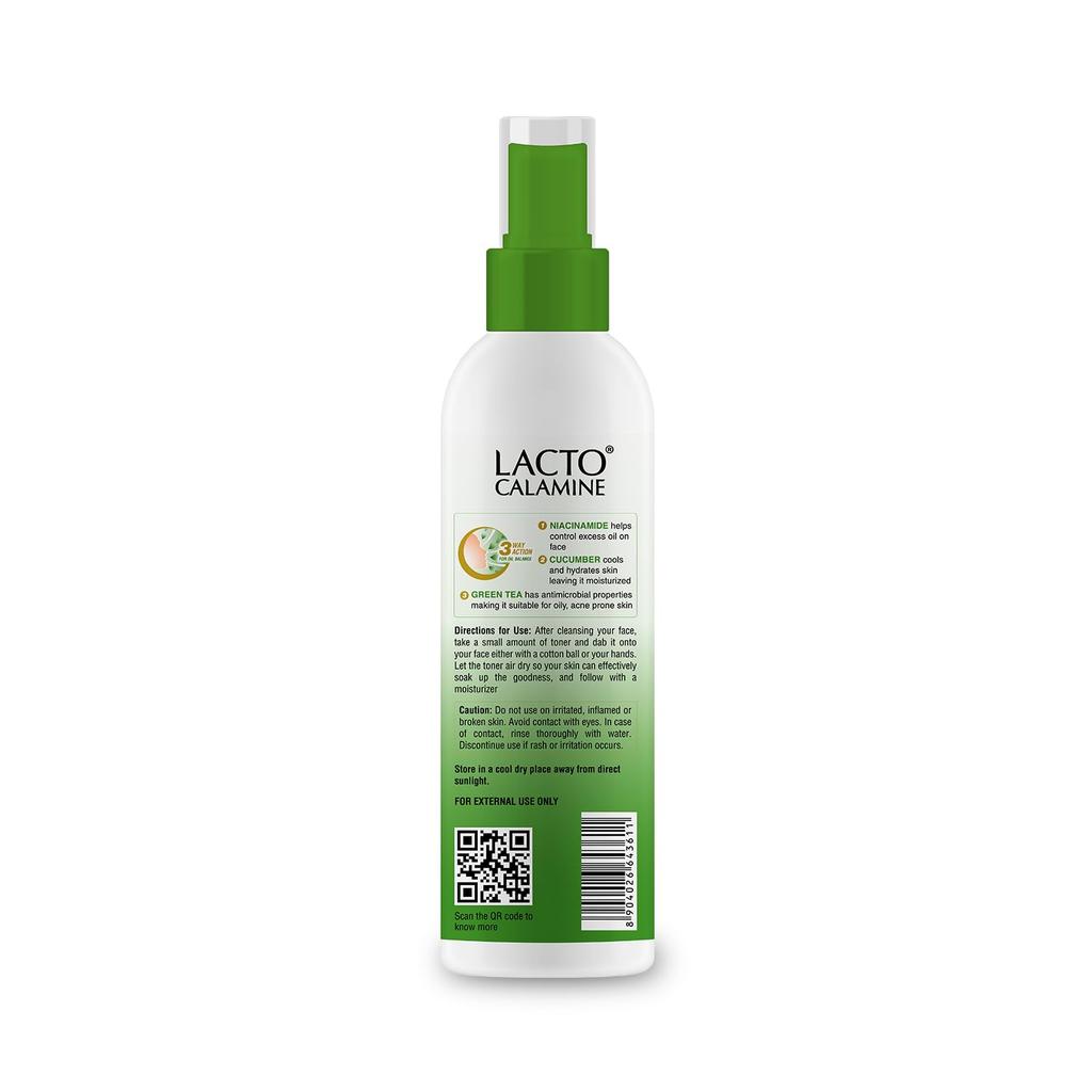 Lacto Calamine Cucumber Face Toner 120ml Pack of 1 | Deep Pore Cleansing & Pore Tightening With Green Tea