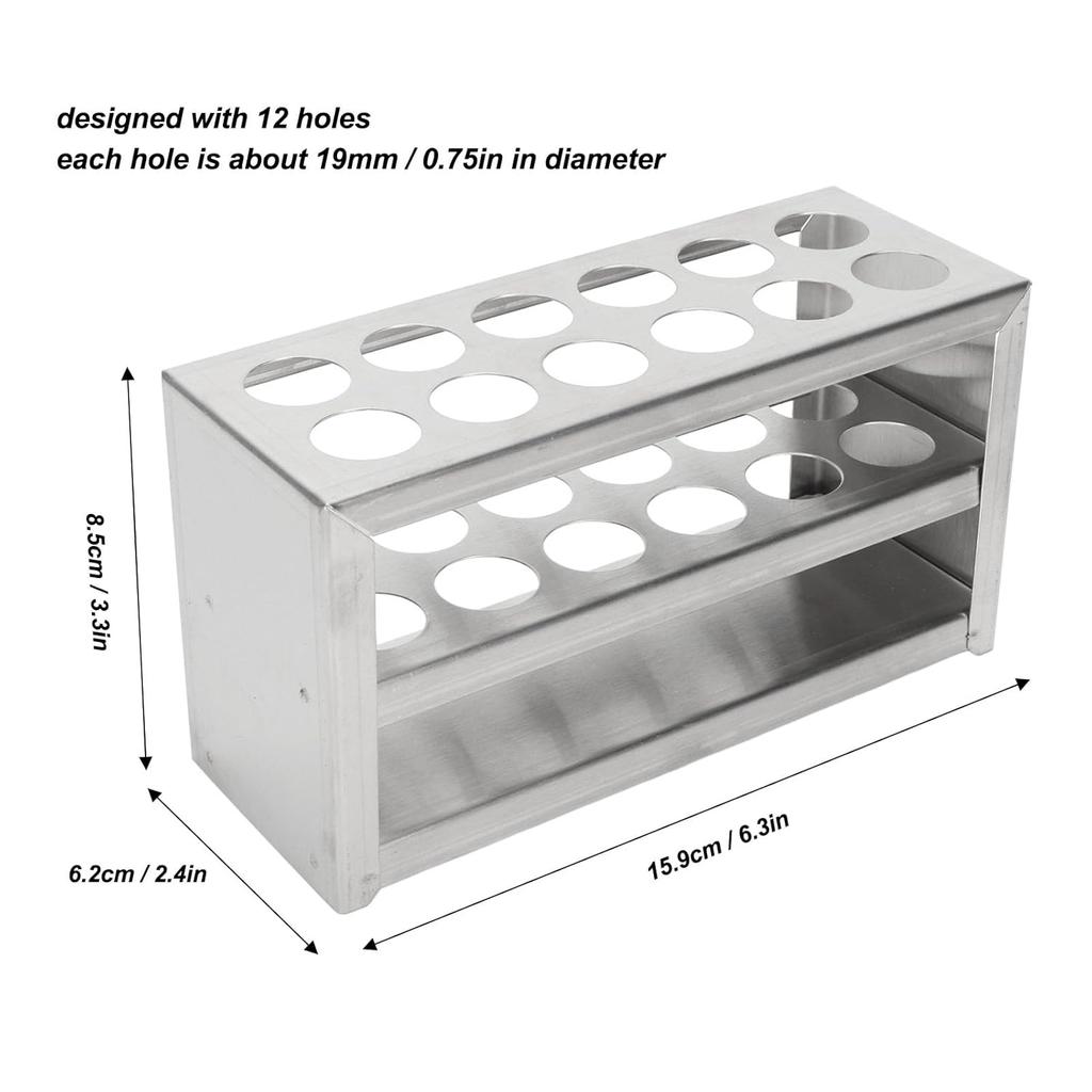 Test Tube Rack, 12 Holes 0.75in 3 Tiers Metal Test Tube Rack Stainless Steel Centrifuge Tube Holder for Laboratory School Scientific Experiments