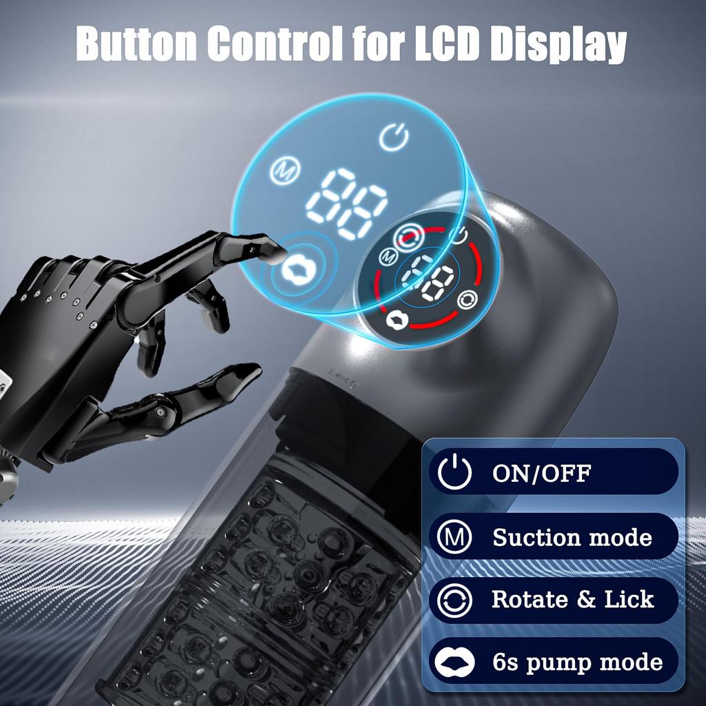 2025 New Fully Automatic Male Masturbator 7 Rotating Vacuum Penis Pump 7 Sucking Licking Vibrator Adult Sex Toys Men Pocket Vagina LCD Display