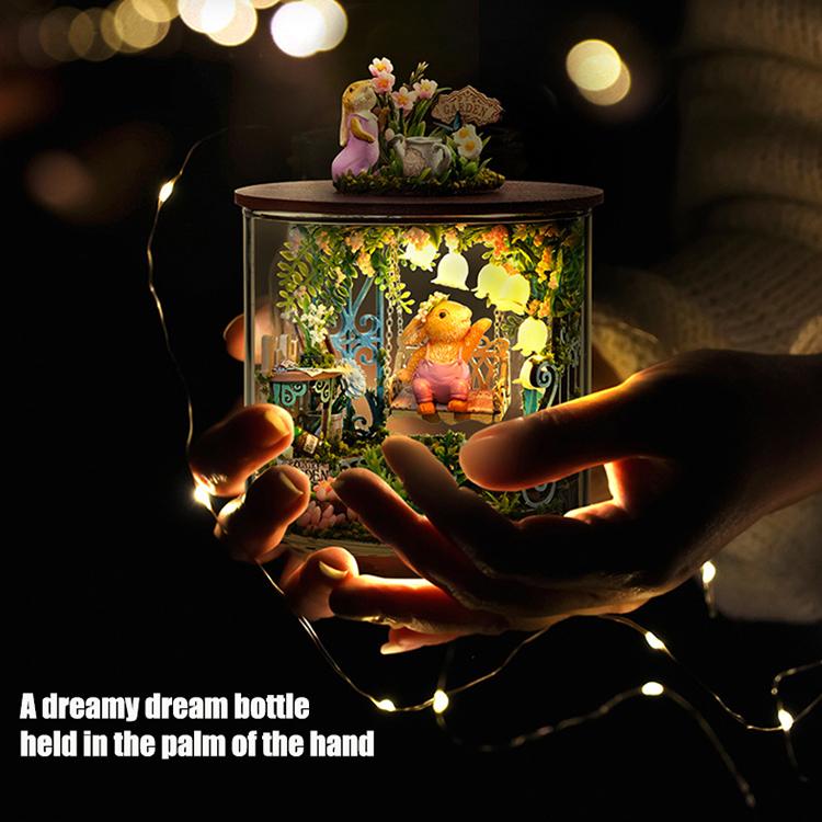 Dream Bottle Model Kit DIY Mini Doll House Handmade 3D Puzzle Assembly Toy Home Creative Room Bedroom Decoration with Furniture