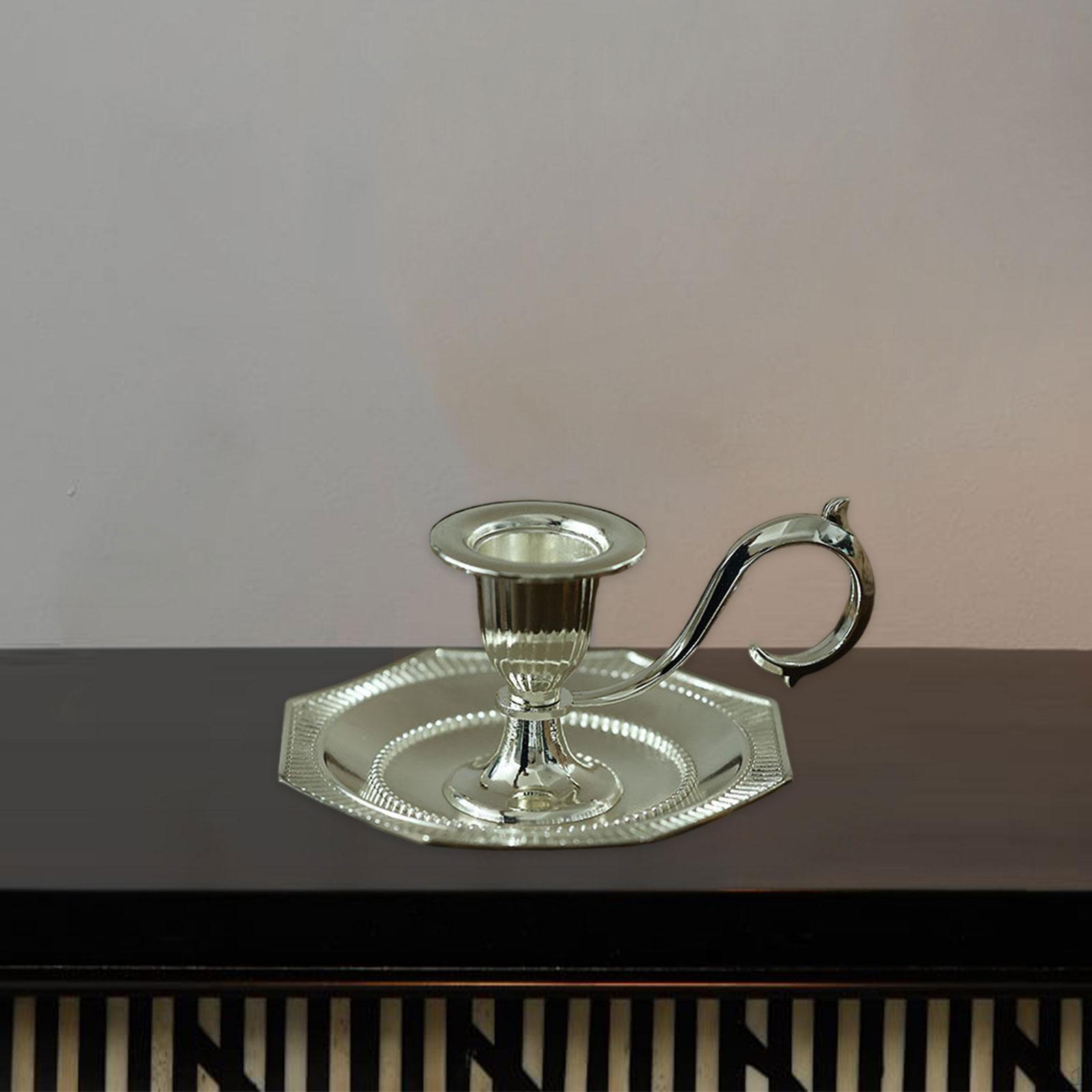 

Металлический подсвечник с ручкой для свадеб и мероприятий серебряный