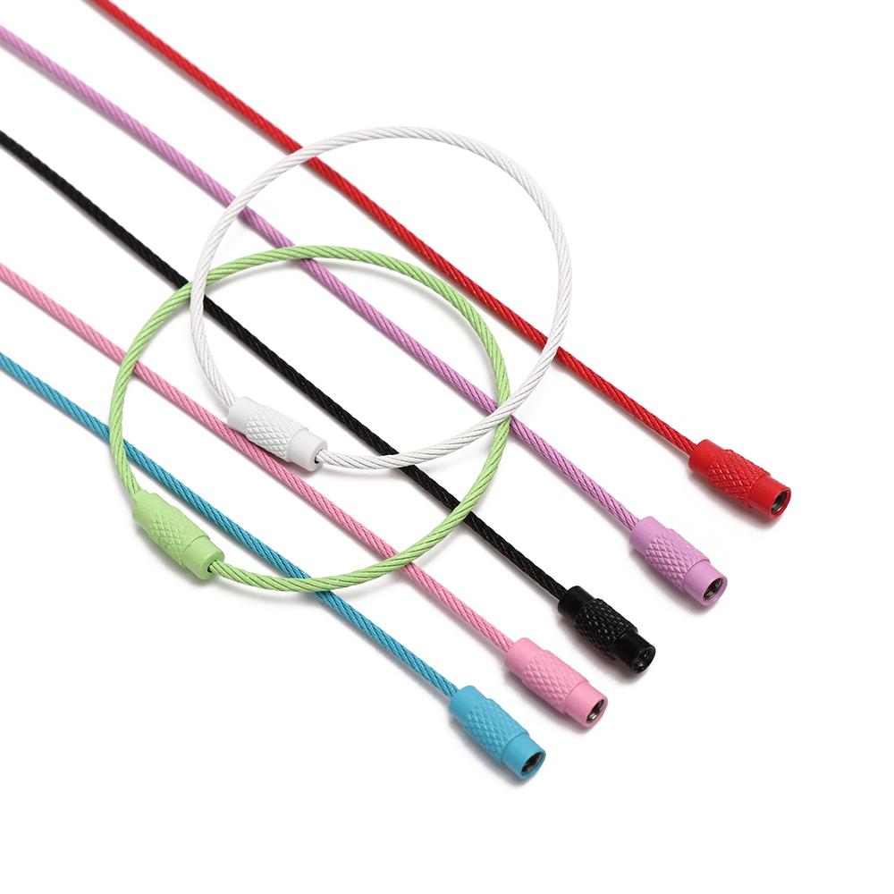 10pcs 1.5*150mm Holder Circle Loop Outdoor Camp Cable Wire Keychain Rope EDC Keyring Screw Lock