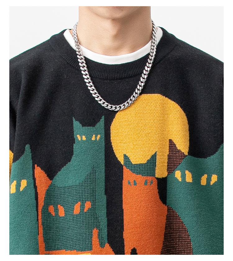 2025 Trendy Men's Jacquard Knit Sweater - Autumn/Winter Round Neck, Casual & Versatile for Couples.