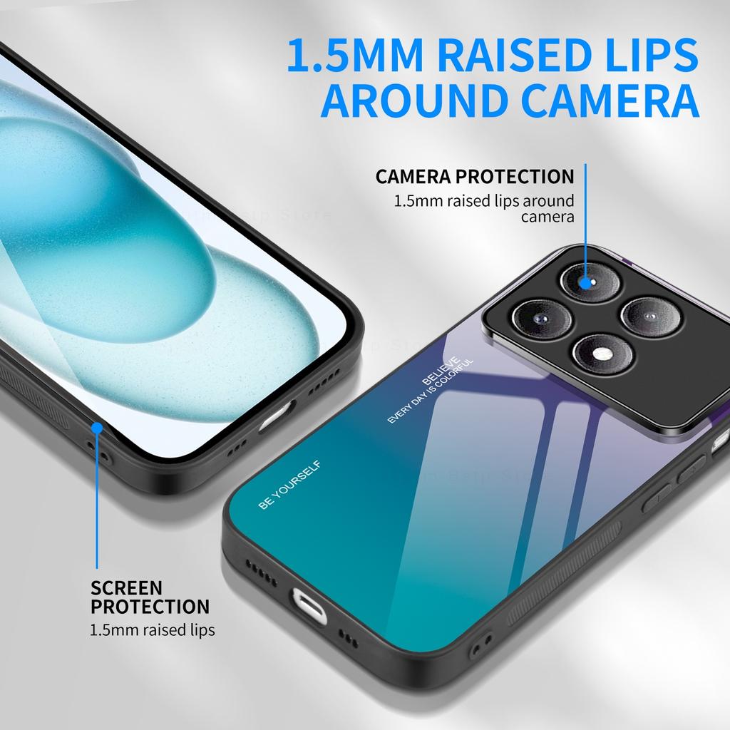 Glass Phone Case For Xiaomi Poco F6 Pro F5 Pro F3 Poco X6 Pro X5 X3 Pro X3 NFC M6 Pro M4 Pro M5 4G 5G Cover Pocophone F6 Pro