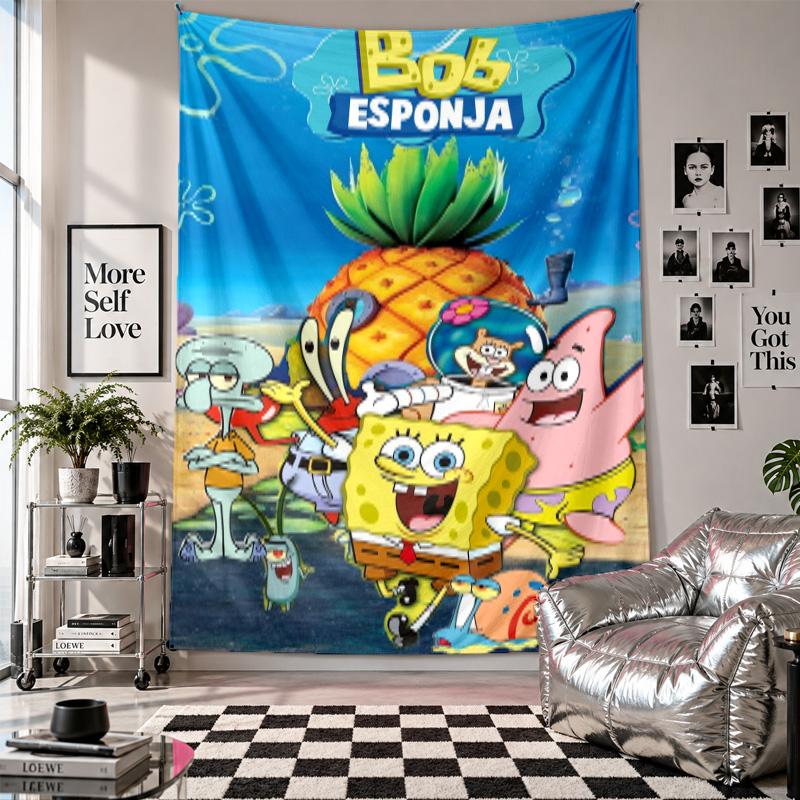 Wall TapestrySpongeBob Football Art Hanging Cloth Decorative Background Cover for Room Decoration
