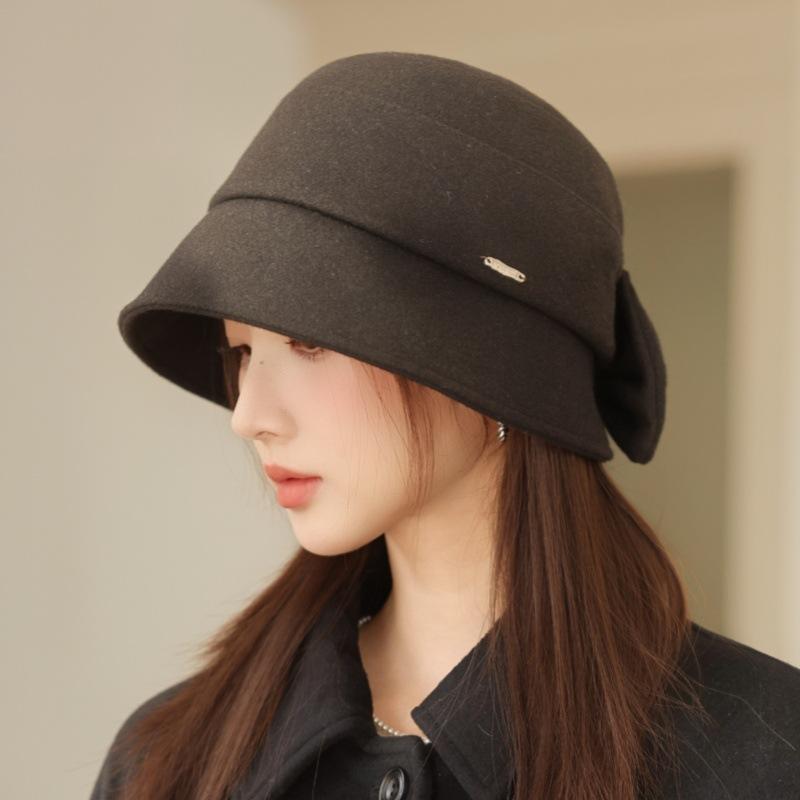 New Women's Autumn and Winter Solid Color Woolen Bucket Hat Top Hat Basin Hat Perfect for Cold Weather, Winter Headwear
