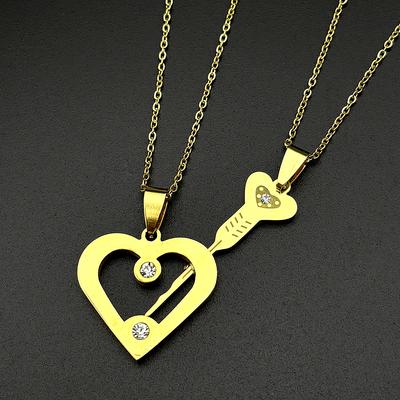 Romantisches Schloss Schlüssel Herz Puzzle Anhänger Halsketten Edelstahl Zierlich Zirkon Partner Passende Kette Für Valentinstag Schmuck