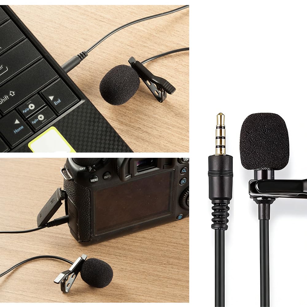 Lavalier Wired Compatible with Smartphones and for Live and Online Meetings Microphone, 3.5mm 4-pole, Omnidirectional, Condenser, PCs, Recording,