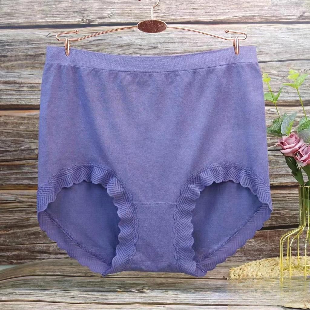 Plus Plus Size Women's Summer Lace Edge Seamless High Waist Briefs