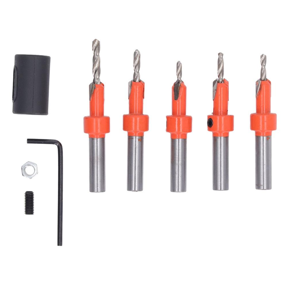 5pcs 8mm Shank Wood Countersink Drill Bit High Carbon Steel Chamfering Drill Bit For Various Woods