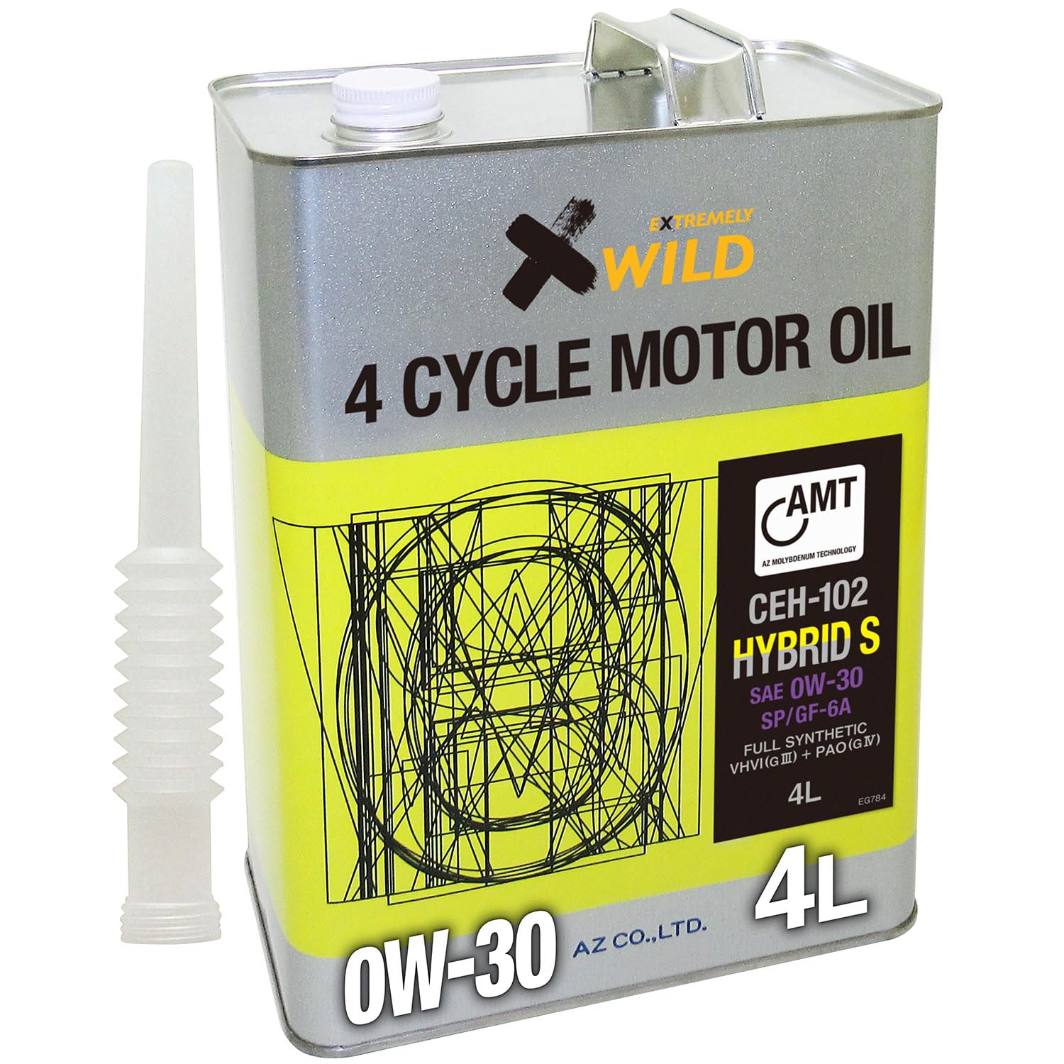

AZ (AZ) 4L 0W-30 SP HYBRID S/CEH-102/100% Synthetic VHVI+PAO Engine Oil for Automobiles, EG784