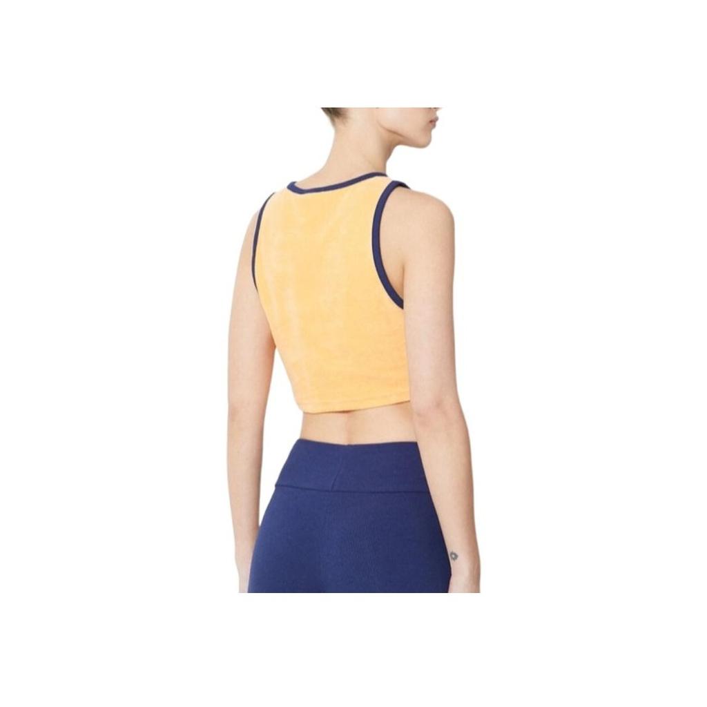 Adidas Originals Embroidered Logo Contrast Crop Top Women Tops Yellow JH0621
