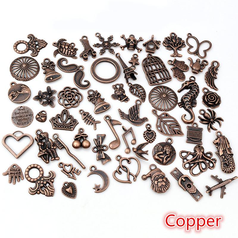30pcs Mixed Styles Animal Heart Leaf Flower Crown Charms Pendants DIY Jewelry Findings for Necklace Bracelet Making Accessories