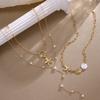 3Pcs/Set Shell Starfish Conch Pendant Necklace for Women Vintage Gold Color Imitation Pearl Necklaces Summer Multilayer Jewelry