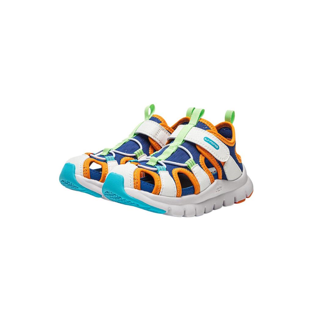 Li Ning Kids Sports Lifestyle Series Comfortable Flexible Soft Sandals Kids Sandals Bright-Blue Standard-White Ice-Orange YKNU142-1