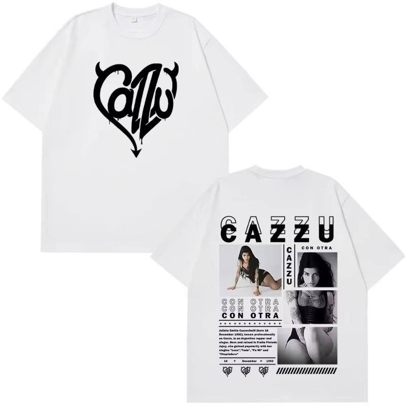 Singer Cazzu Con Otra New Album Vintage Tshirt Unisex Unisex Loose Casual Tshirt Cotton Aesthetic High Quality Oversized Tshirtss