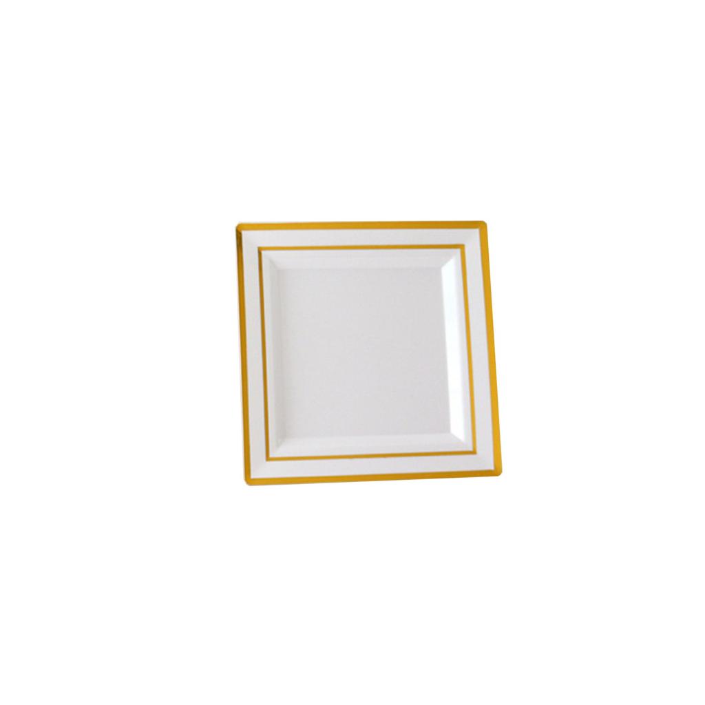 Square Plate Western Food Plate Square Gold Stamped Hard Plastic Plate  Edge Square Plate