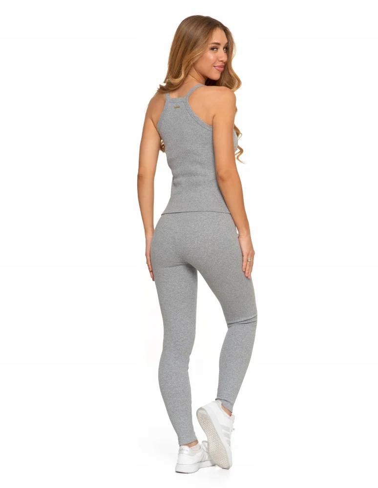 Women's Cotton Leggings with Wide Elastic Waistband Fit Elastic MORAJ XL GREY