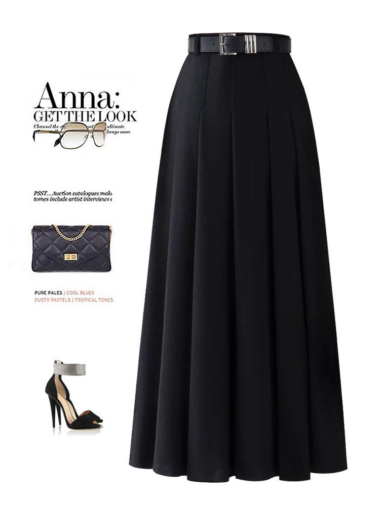 Korean Style 2024 Women's High Waist A-Line Midi Skirt