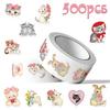 500Pcs/Roll Retro Animals Aesthetics Kids Rewards Stickers - DIY Scrapbooks Album Decor Sealing Label Decals